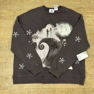 Disney Tim Burton Nightmare Before Christmas Jack Sally Black Sweatshirt Size M